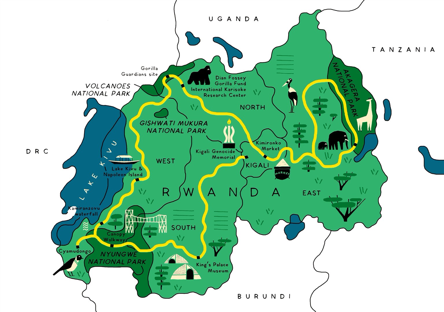 uganda safari map