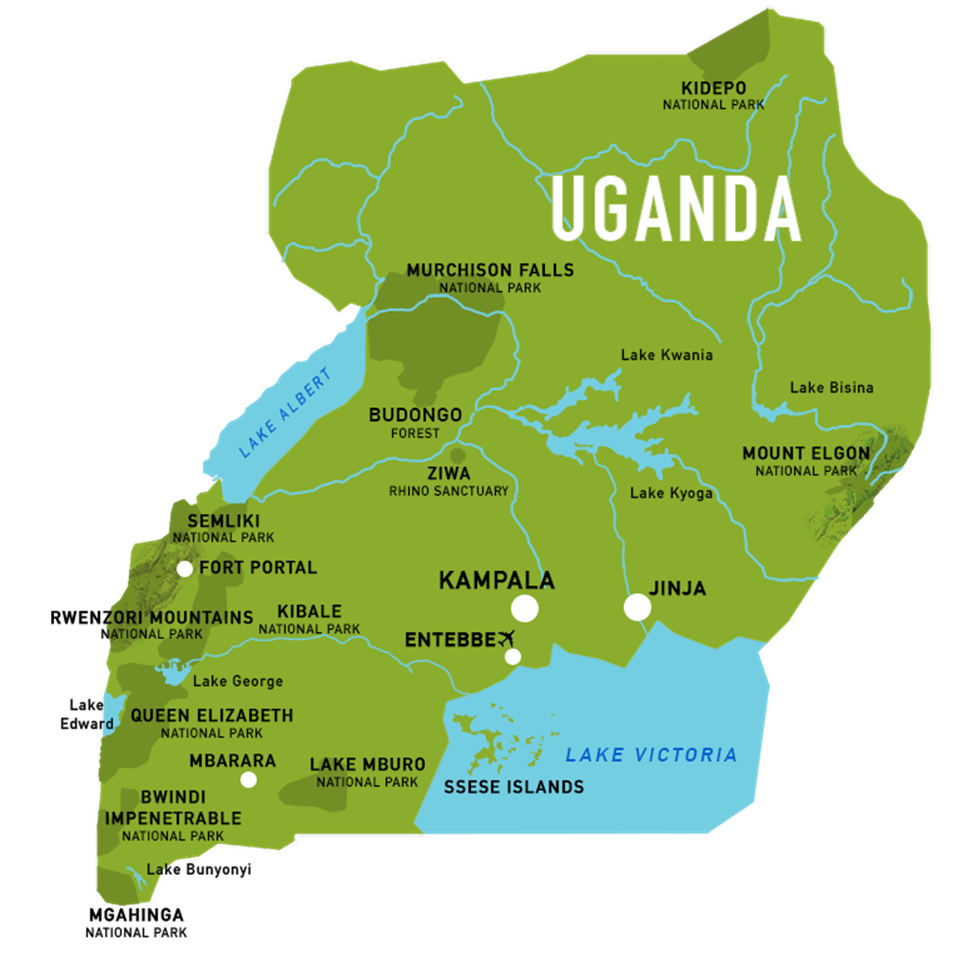 uganda safari map
